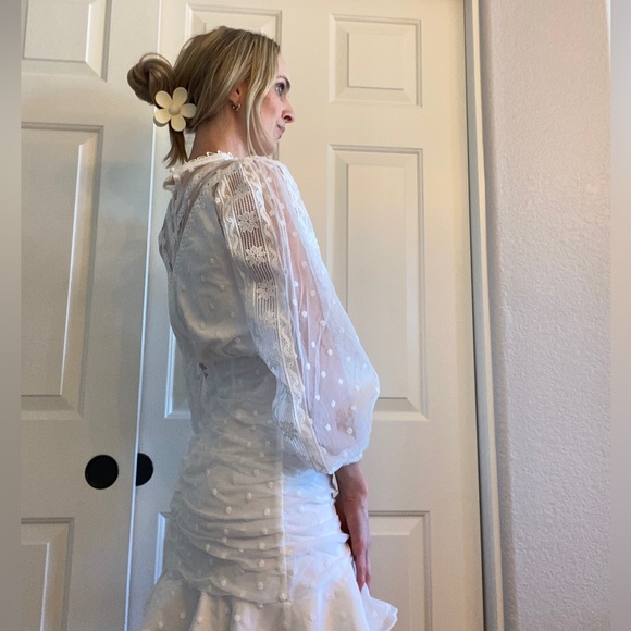 Two Sisters Label White Bridal Shower Dress Lace - Picture 4 of 16